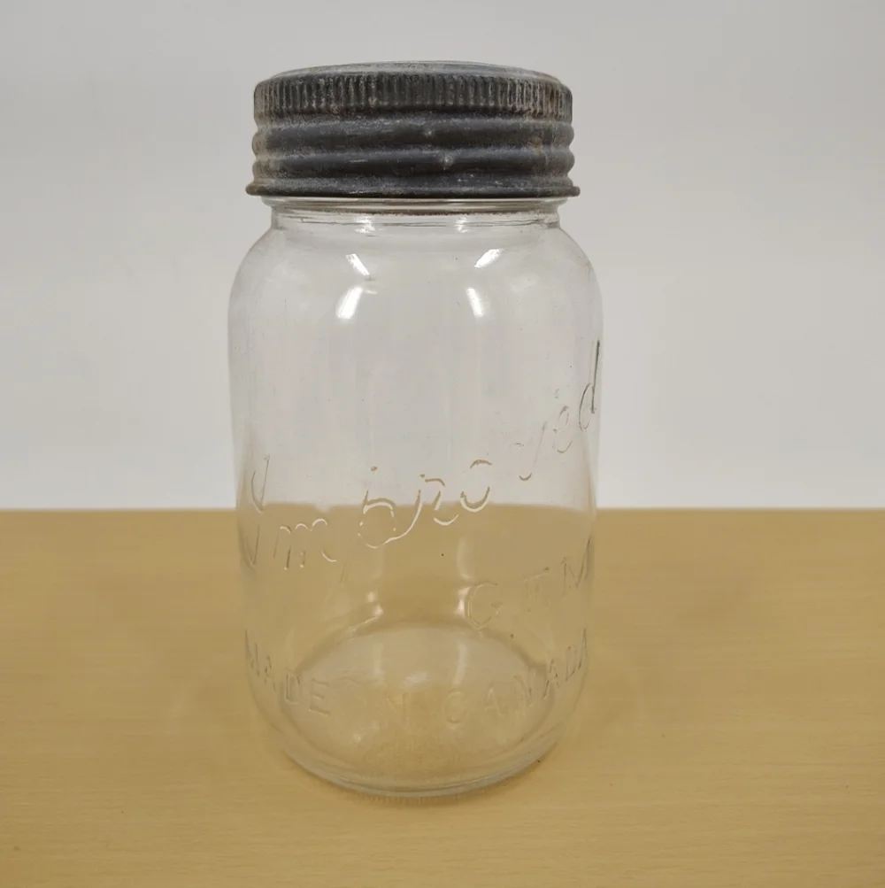 Canadian Mason Canning Jar Improved Gem Canada Zinc Lid glass seal Vintage